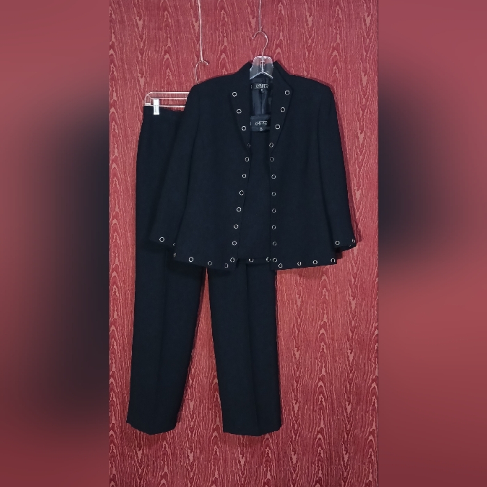KASPER 3 Piece Dark Blue Open Front Side Zip Pants Suit Women's Sz 6P